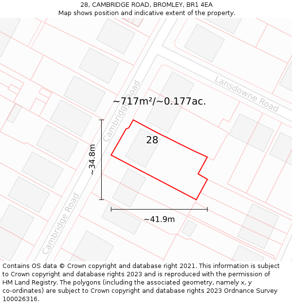 28, CAMBRIDGE ROAD, BROMLEY, BR1 4EA: Plot and title map