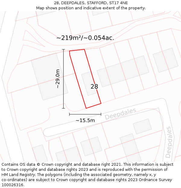 28, DEEPDALES, STAFFORD, ST17 4NE: Plot and title map