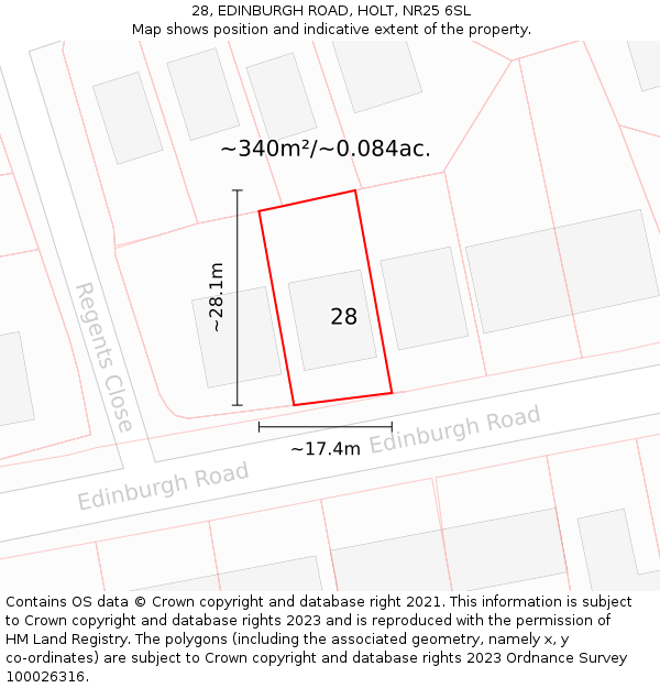 28, EDINBURGH ROAD, HOLT, NR25 6SL: Plot and title map