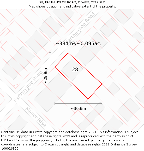 28, FARTHINGLOE ROAD, DOVER, CT17 9LD: Plot and title map