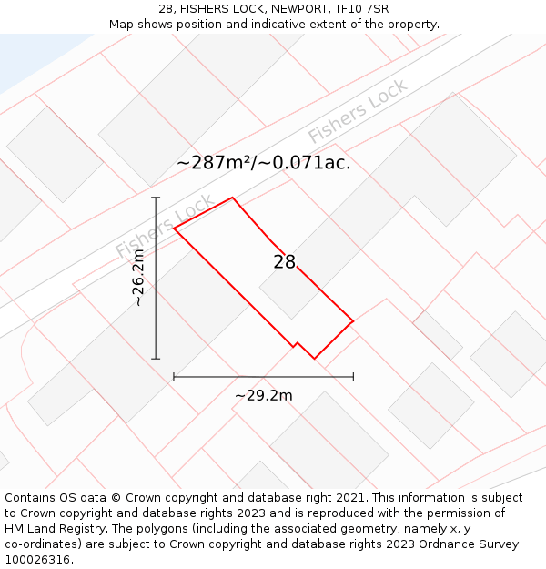 28, FISHERS LOCK, NEWPORT, TF10 7SR: Plot and title map