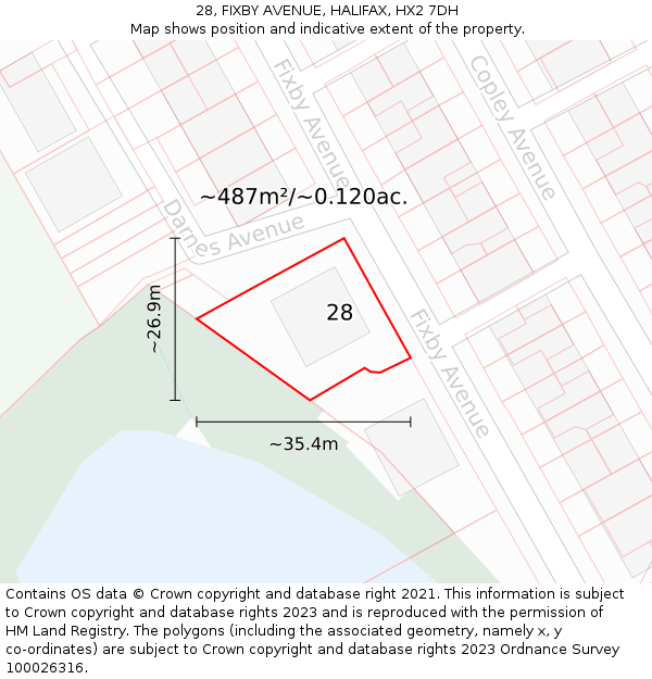 28, FIXBY AVENUE, HALIFAX, HX2 7DH: Plot and title map