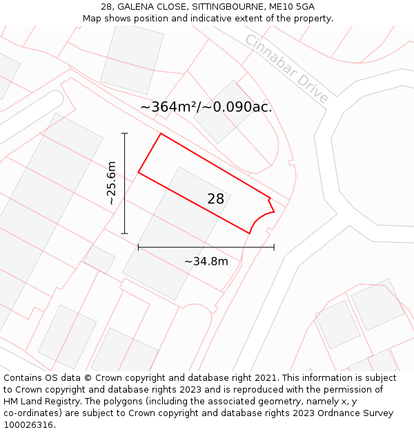 28, GALENA CLOSE, SITTINGBOURNE, ME10 5GA: Plot and title map