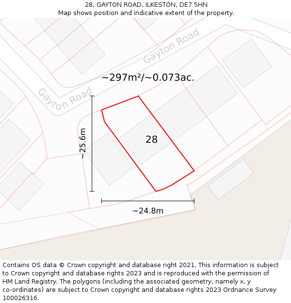 28, GAYTON ROAD, ILKESTON, DE7 5HN: Plot and title map