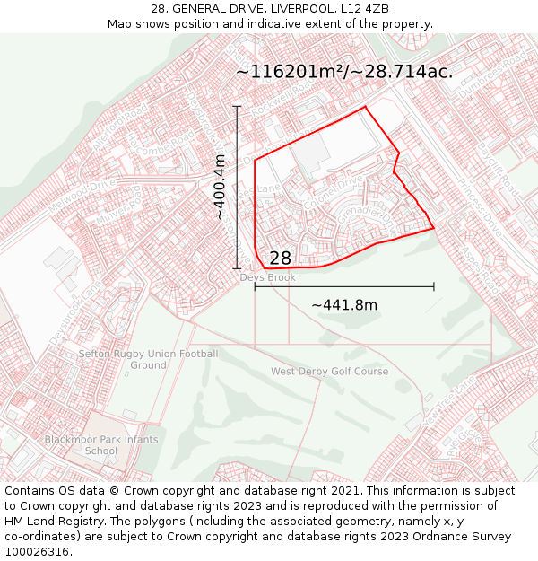 28, GENERAL DRIVE, LIVERPOOL, L12 4ZB: Plot and title map