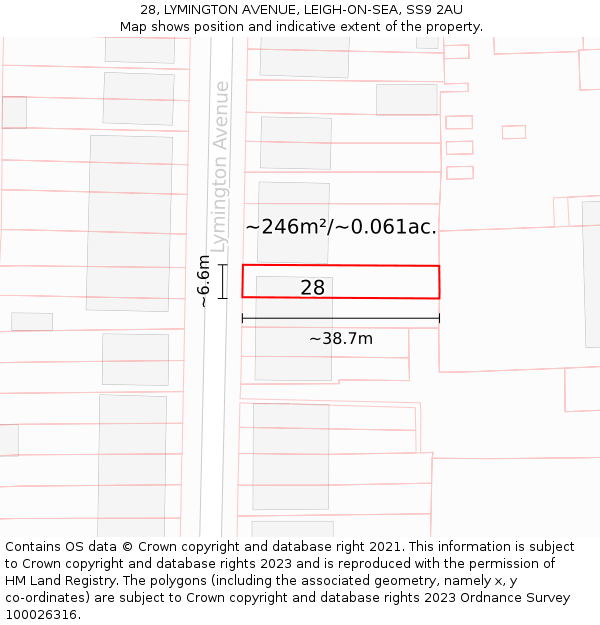 28, LYMINGTON AVENUE, LEIGH-ON-SEA, SS9 2AU: Plot and title map