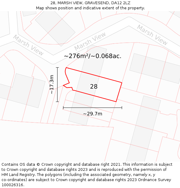 28, MARSH VIEW, GRAVESEND, DA12 2LZ: Plot and title map