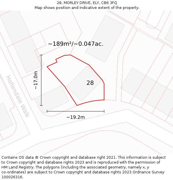 28, MORLEY DRIVE, ELY, CB6 3FQ: Plot and title map