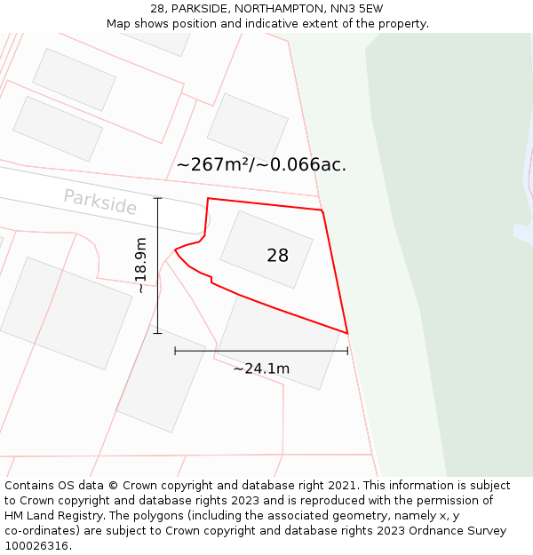 28, PARKSIDE, NORTHAMPTON, NN3 5EW: Plot and title map