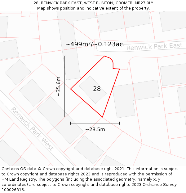 28, RENWICK PARK EAST, WEST RUNTON, CROMER, NR27 9LY: Plot and title map