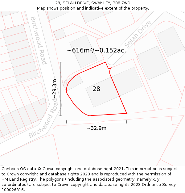 28, SELAH DRIVE, SWANLEY, BR8 7WD: Plot and title map