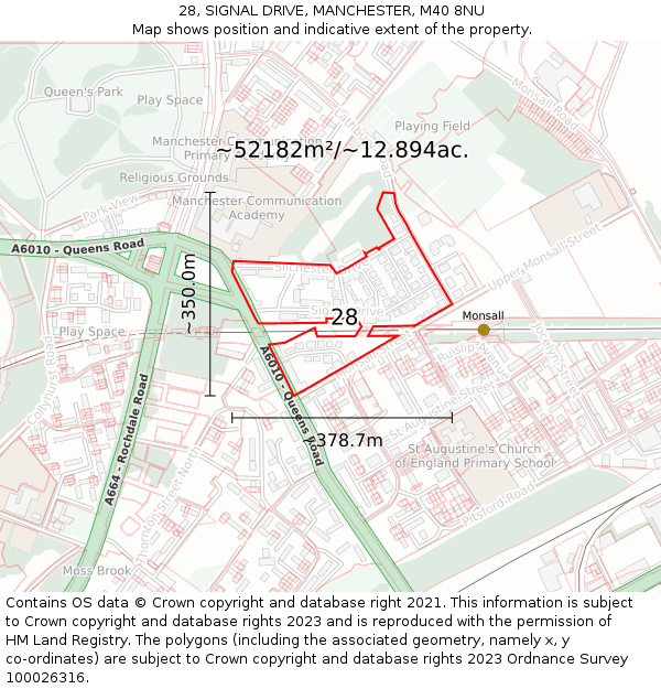 28, SIGNAL DRIVE, MANCHESTER, M40 8NU: Plot and title map