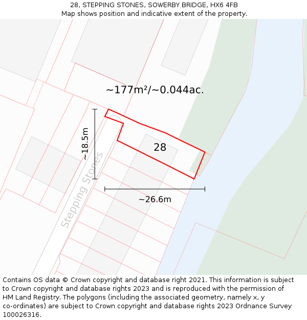 28, STEPPING STONES, SOWERBY BRIDGE, HX6 4FB: Plot and title map