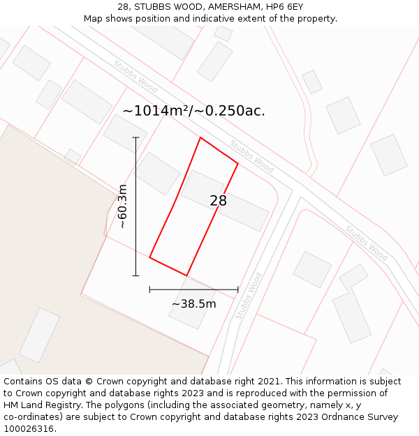 28, STUBBS WOOD, AMERSHAM, HP6 6EY: Plot and title map