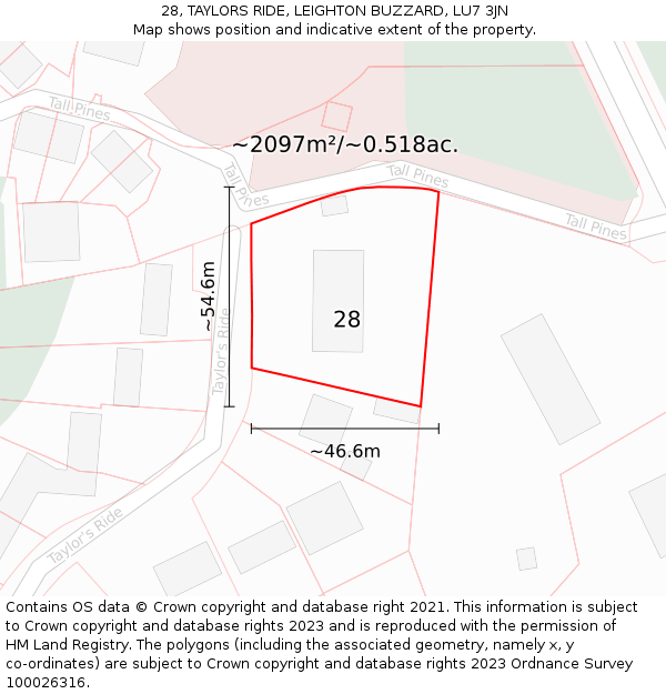 28, TAYLORS RIDE, LEIGHTON BUZZARD, LU7 3JN: Plot and title map