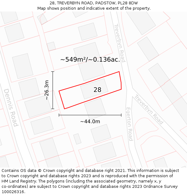 28, TREVERBYN ROAD, PADSTOW, PL28 8DW: Plot and title map