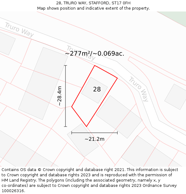 28, TRURO WAY, STAFFORD, ST17 0FH: Plot and title map