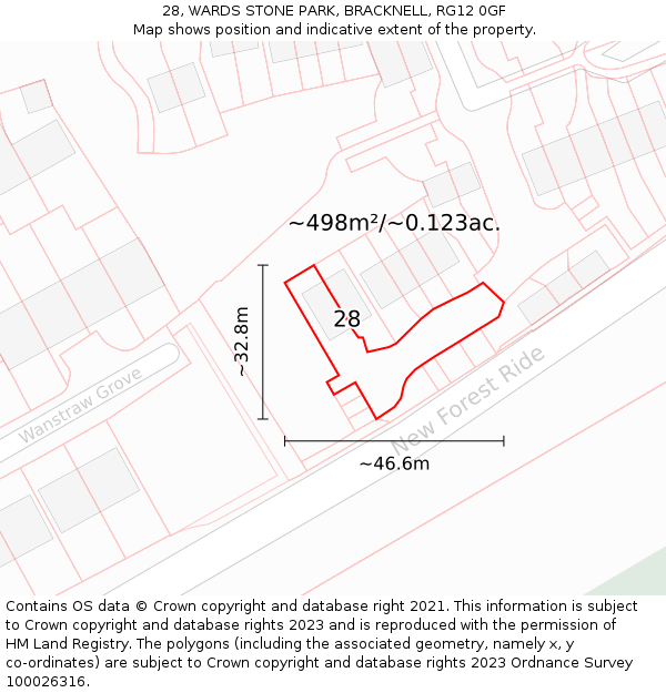 28, WARDS STONE PARK, BRACKNELL, RG12 0GF: Plot and title map