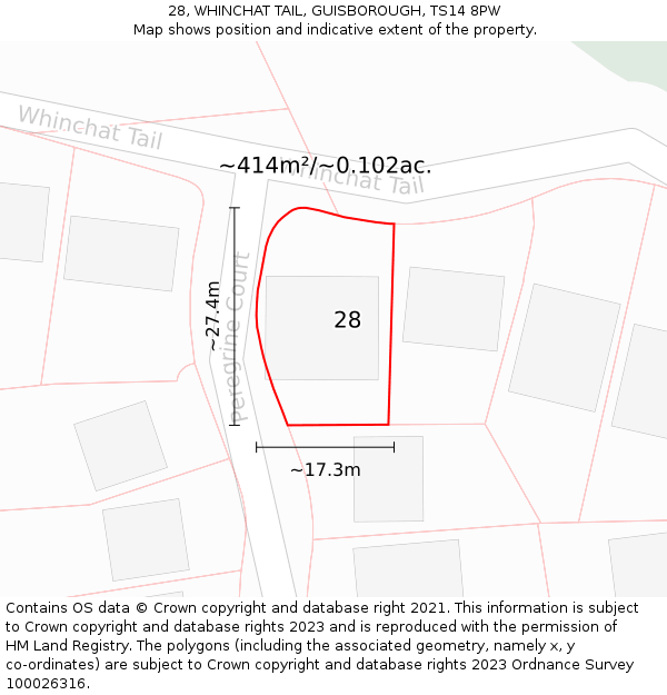 28, WHINCHAT TAIL, GUISBOROUGH, TS14 8PW: Plot and title map