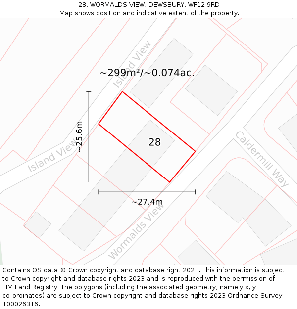 28, WORMALDS VIEW, DEWSBURY, WF12 9RD: Plot and title map