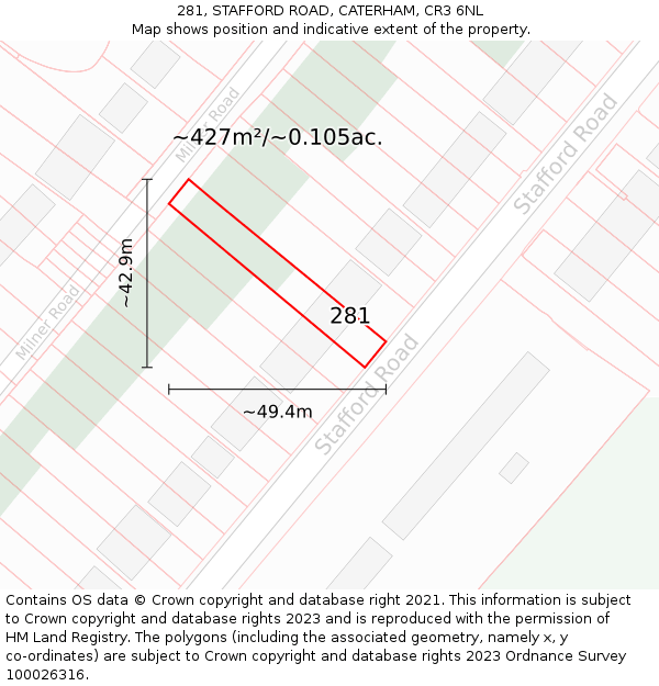 281, STAFFORD ROAD, CATERHAM, CR3 6NL: Plot and title map