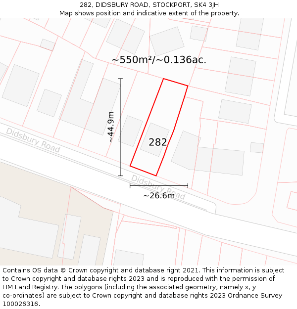 282, DIDSBURY ROAD, STOCKPORT, SK4 3JH: Plot and title map