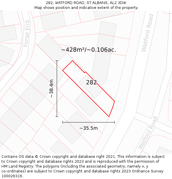 282, WATFORD ROAD, ST ALBANS, AL2 3DW: Plot and title map