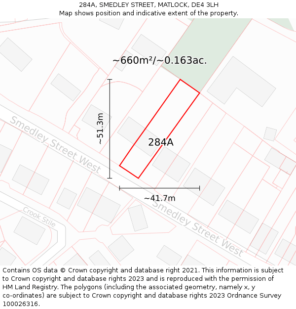 284A, SMEDLEY STREET, MATLOCK, DE4 3LH: Plot and title map