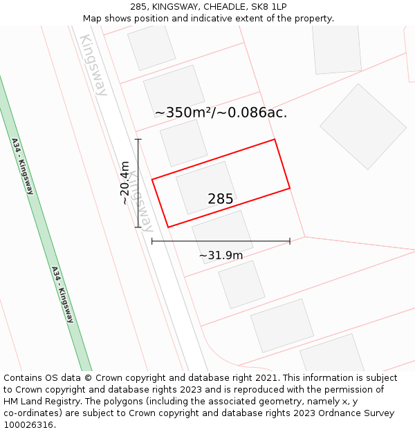 285, KINGSWAY, CHEADLE, SK8 1LP: Plot and title map