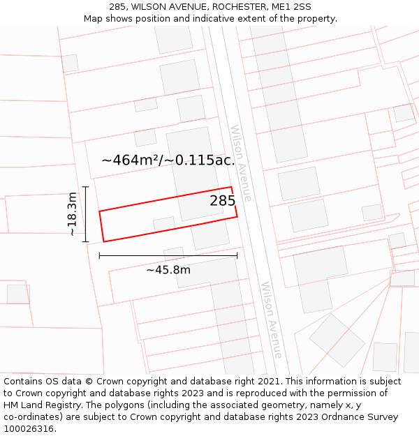 285, WILSON AVENUE, ROCHESTER, ME1 2SS: Plot and title map