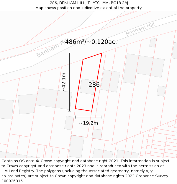 286, BENHAM HILL, THATCHAM, RG18 3AJ: Plot and title map