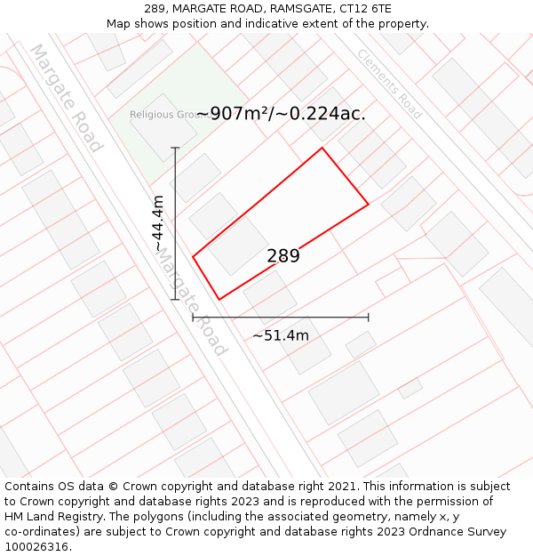 289, MARGATE ROAD, RAMSGATE, CT12 6TE: Plot and title map