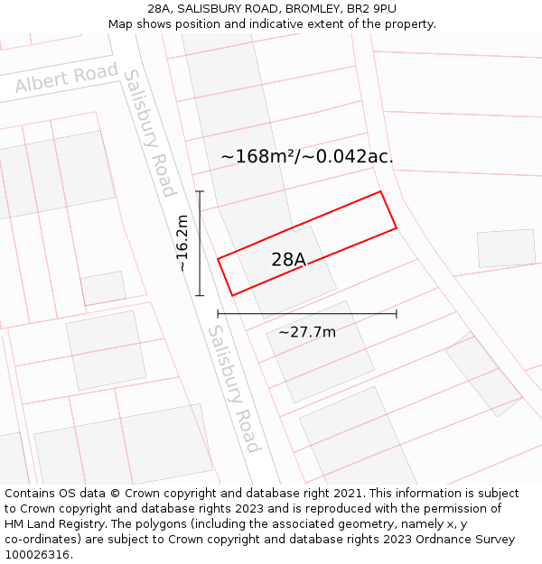 28A, SALISBURY ROAD, BROMLEY, BR2 9PU: Plot and title map