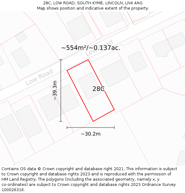 28C, LOW ROAD, SOUTH KYME, LINCOLN, LN4 4AG: Plot and title map