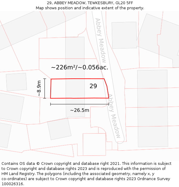 29, ABBEY MEADOW, TEWKESBURY, GL20 5FF: Plot and title map