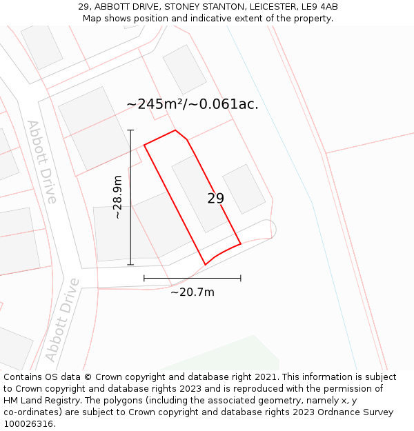 29, ABBOTT DRIVE, STONEY STANTON, LEICESTER, LE9 4AB: Plot and title map