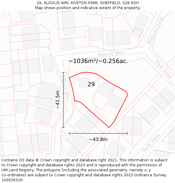 29, ALDOUS WAY, KIVETON PARK, SHEFFIELD, S26 6SH: Plot and title map
