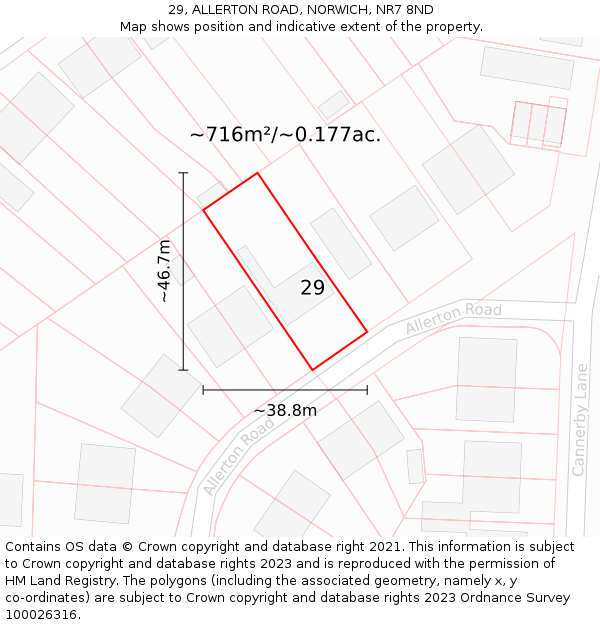 29, ALLERTON ROAD, NORWICH, NR7 8ND: Plot and title map