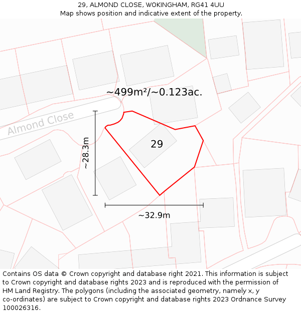 29, ALMOND CLOSE, WOKINGHAM, RG41 4UU: Plot and title map