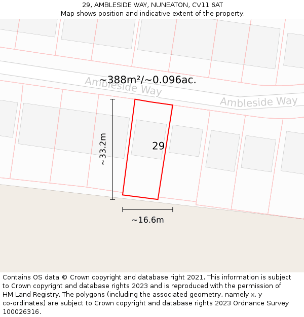 29, AMBLESIDE WAY, NUNEATON, CV11 6AT: Plot and title map