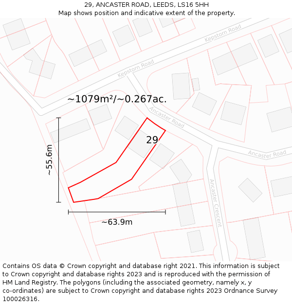 29, ANCASTER ROAD, LEEDS, LS16 5HH: Plot and title map