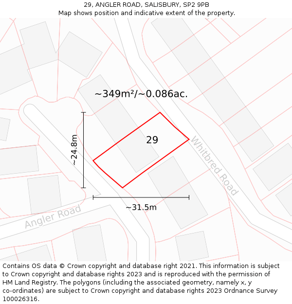 29, ANGLER ROAD, SALISBURY, SP2 9PB: Plot and title map