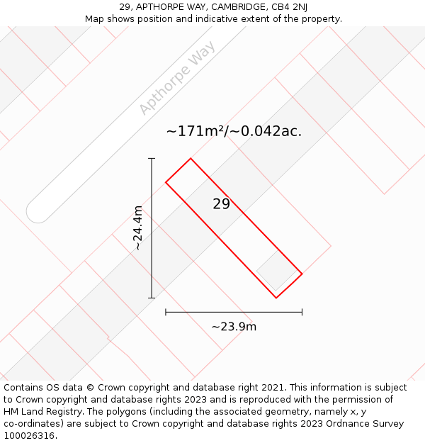 29, APTHORPE WAY, CAMBRIDGE, CB4 2NJ: Plot and title map