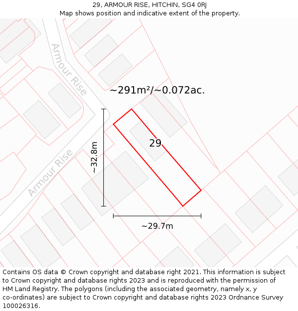 29, ARMOUR RISE, HITCHIN, SG4 0RJ: Plot and title map