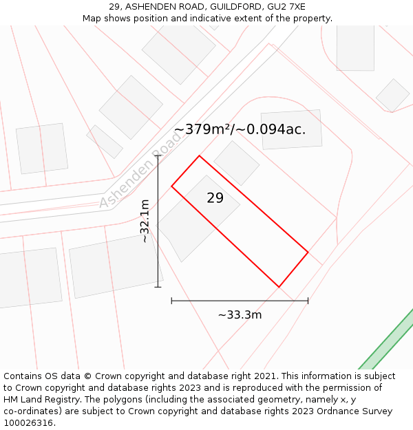 29, ASHENDEN ROAD, GUILDFORD, GU2 7XE: Plot and title map