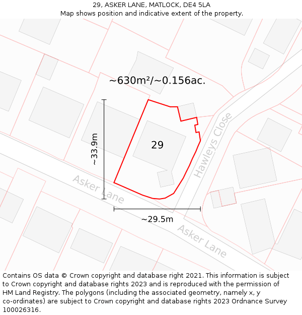 29, ASKER LANE, MATLOCK, DE4 5LA: Plot and title map