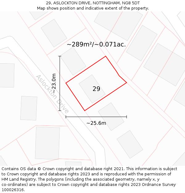 29, ASLOCKTON DRIVE, NOTTINGHAM, NG8 5DT: Plot and title map