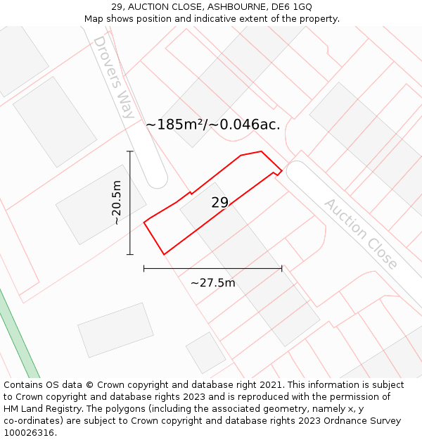 29, AUCTION CLOSE, ASHBOURNE, DE6 1GQ: Plot and title map