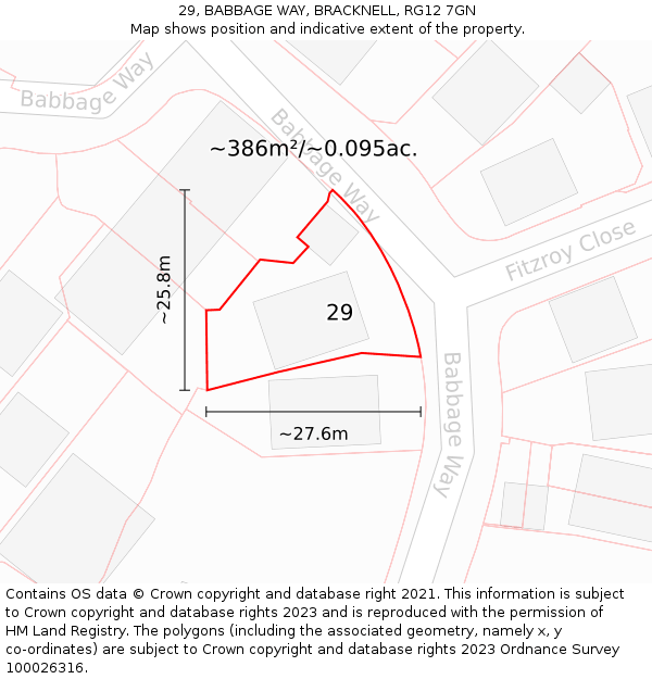 29, BABBAGE WAY, BRACKNELL, RG12 7GN: Plot and title map