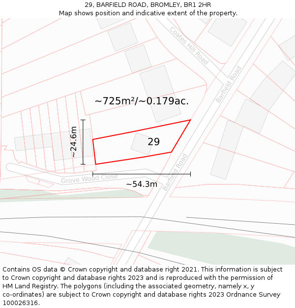 29, BARFIELD ROAD, BROMLEY, BR1 2HR: Plot and title map